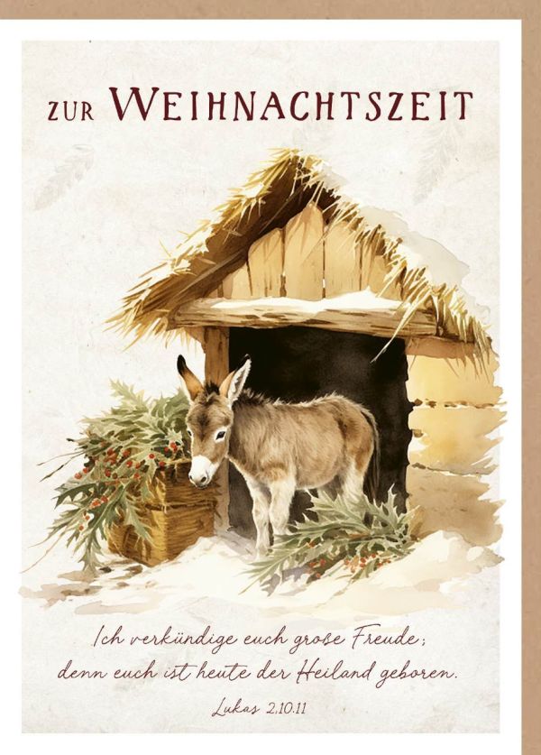 Faltkarte Zur Weihnachtszeit - Esel