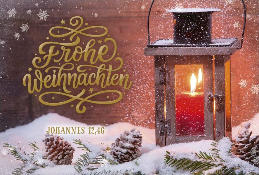 Postkartenserie Frohe Weihnachten/Viereckiges Windlicht 10 Stk.