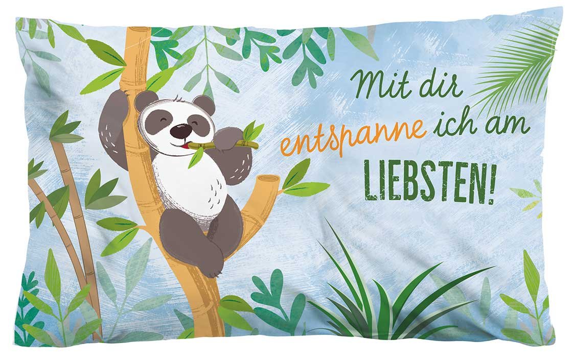 Kissen Panda: Mit dir entspanne ich am Liebsten.