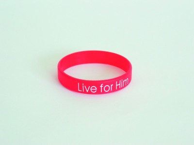 Live for Him - rot -Teen Challenge Spenden-Armband|100% Silikon - Einheitsgröße