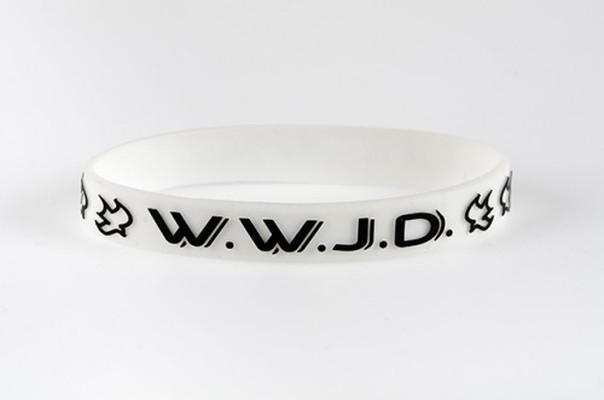 Armband W.W.J.D. - Taube - What would Jesus do?- weiß