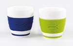 Cappuccino Tasse mit Silikonband grün