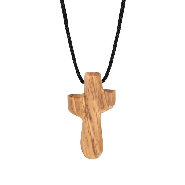 Halskette mit Kreuz aus Olivenholz