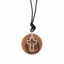 Halskette mit Anhänger Olivenholz Kreuz