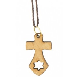 Olivenholzkette Kreuz mit Stern