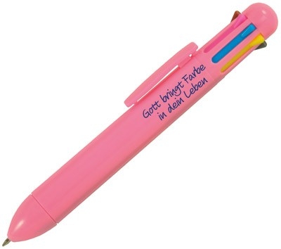 Mehrfarb-Kugelschreiber Gott bringt Farbe in dein Leben - pink