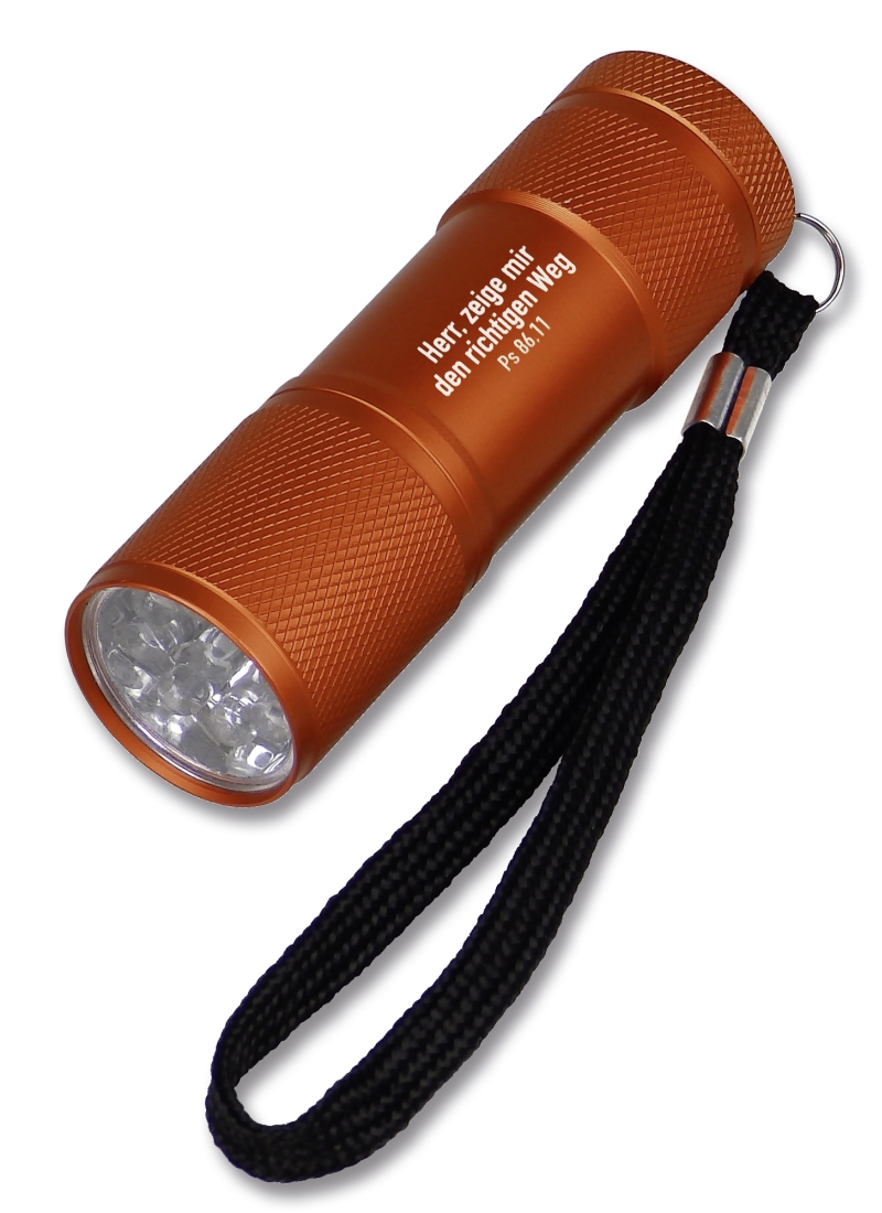 LED-Taschenlampe Herr, zeige mir den richtigen Weg - orange