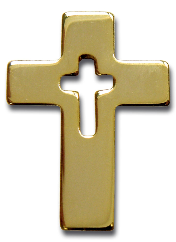 Metall-Anstecker Kreuz - vergoldet