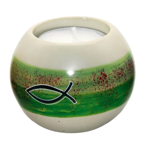 Teelichthalter aus Speckstein Ichthys - grün