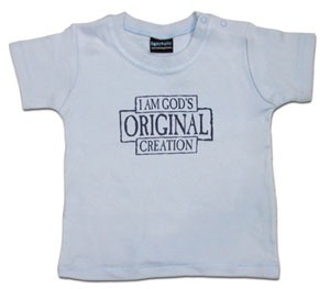 Baby-Shirt I am God ` s original.. Gr 74/86 - hellblau